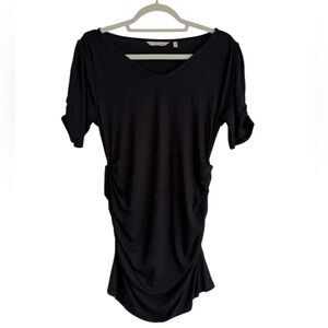 NWT Soft Surroundings Tunic V-Neck Top Rouched Maternity Wear Travel Black M